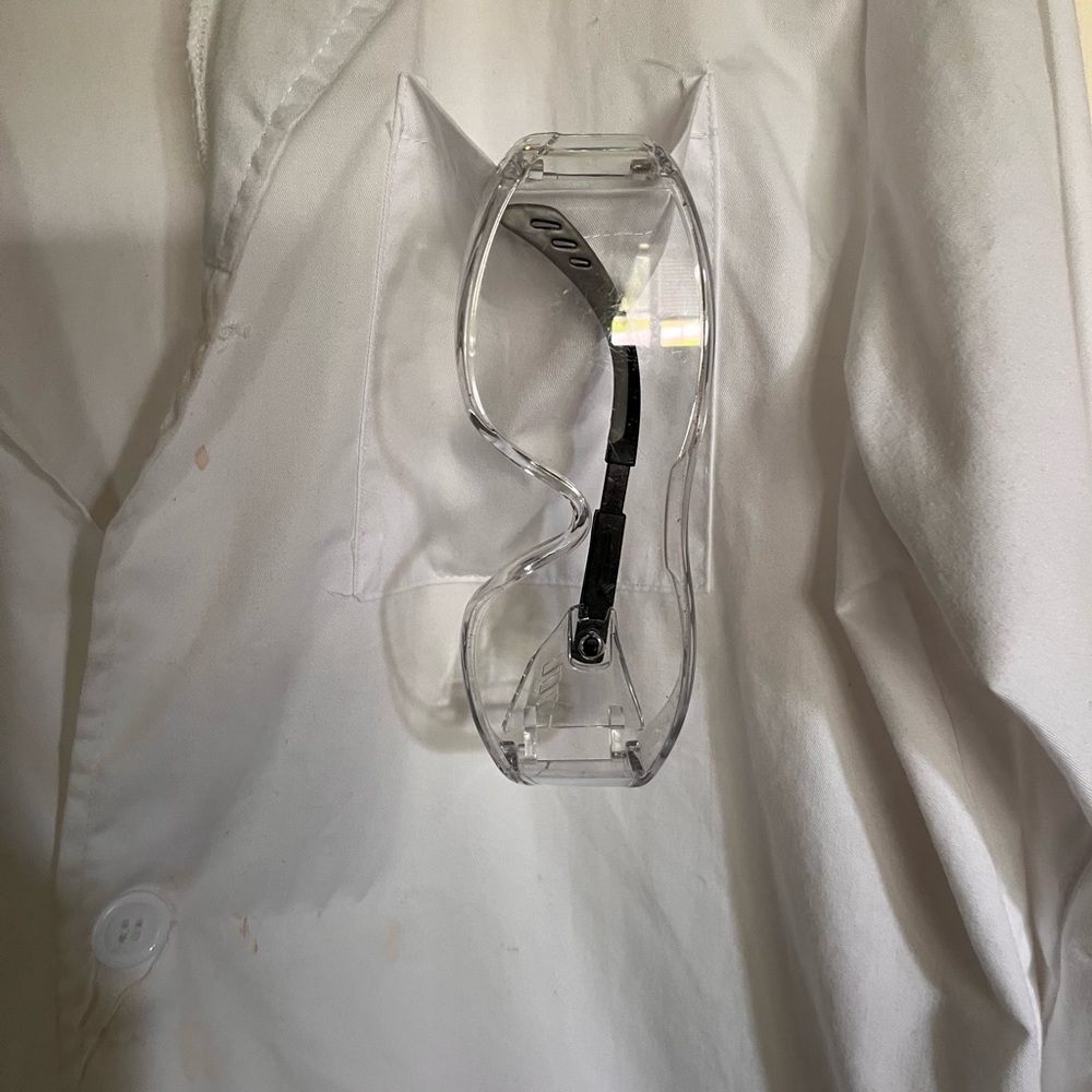 Biology Science Lab Coat and goggles for college and high school student lab